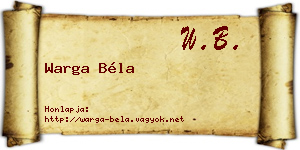 Warga Béla névjegykártya